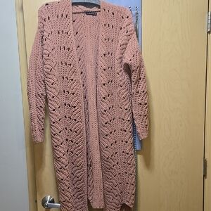 moon & madison Coral Open Knit Cardigan